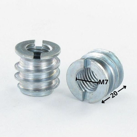 1 x INSERTO ROSCADO PARA MADERA Acero bruto M7 paso de 150 13X20