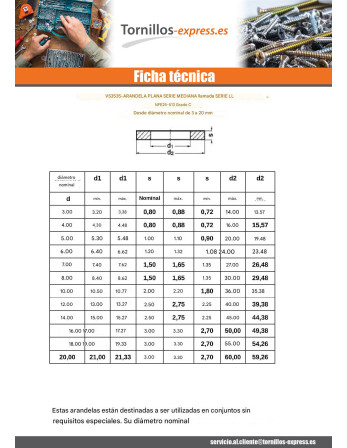 1 x Arandela plano M10X36X2 LL ACIGEOM500A