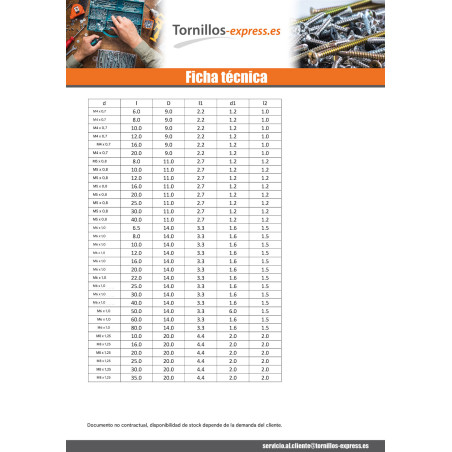 1 x Tornillo poelier cabeza redonda ancha natural nylon poliamida 6.6 M5X40