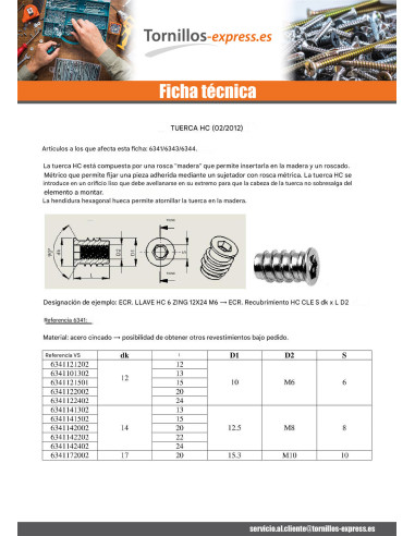 1 x Tuerca llave de 8 M8 14X24 Acero cincado...