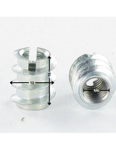 1 x Inserto ranura M6 13X15 Acero cincado blanco