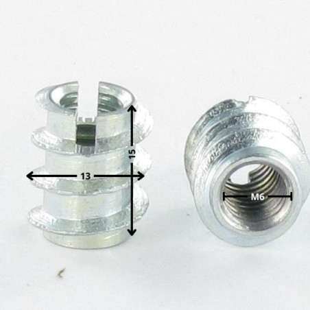 1 x Inserto ranura M6 13X15 Acero cincado blanco