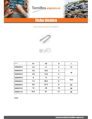 1 x M Cadena de eslabones cortos diámetro 4...