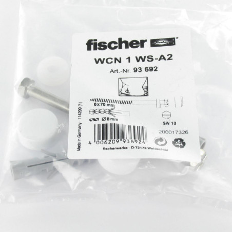 1 x EQUIPO Fijación WC Tornillos Latón 6X70 Fischer