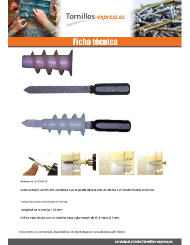 1 x Taco metálico Tornillo autoperforante...