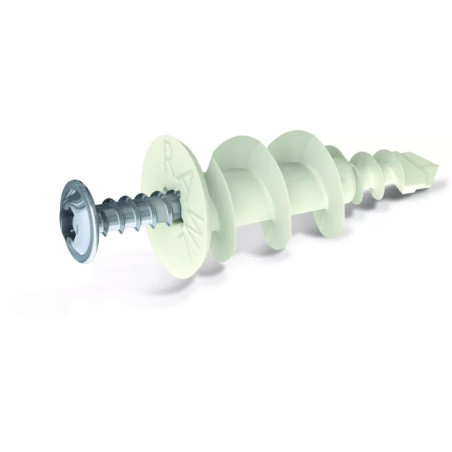 1 x Taco Nylon Tornillo autoperforante RAWLPLUG 14X32 con Tornillo Acero cincado blanco