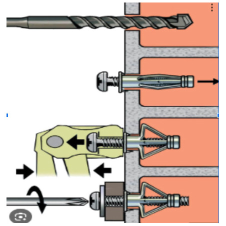 1 x Taco metálico para placa de yeso con Tornillos M6X89 RAWLPLUG