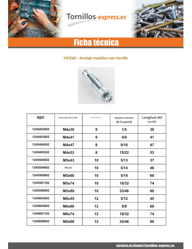 1 x Taco metálico para placa de yeso con...