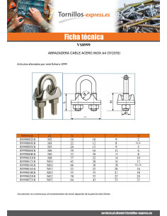 Sujetacable estribo Inoxidable A4 para Cable de diámetro 3 2