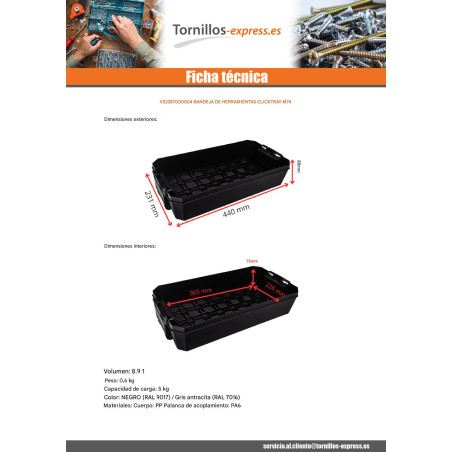 1 x BAC con HERRAMIENTAS CLICKTRAY M74