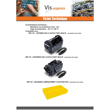 1 x BAC con HERRAMIENTAS CLICKTRAY M74