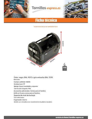 1 x BOLSA con HERRAMIENTAS HERRAMIENTA BOLSA M