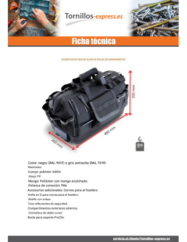 1 x BOLSA con HERRAMIENTAS SUAVE BOLSA M