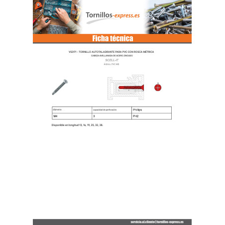 1 x Tornillo autoperforante PVC metales cabeza fresada/testa svasat Phillips 2 4X13 Acero cincado blanco