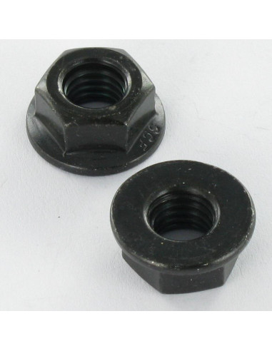 1 x Tuerca reborde liso M8 Acero cincado negro