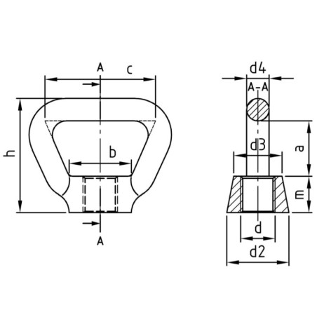 1 x Tuerca con Anilla para CORREA M10 Inoxidable A4
