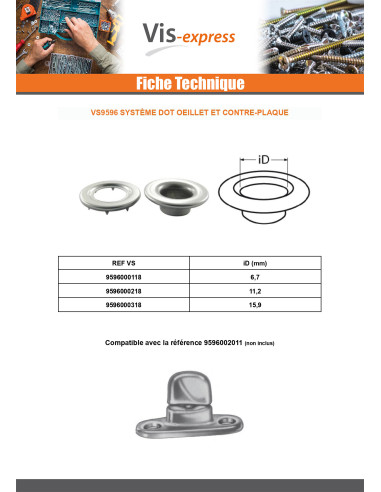 1 x Fijación con ojal Inoxidable A2 diámetro 15.9