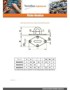 Grapa de fijación con placa OVAL 88X32 Inoxidable A4 2