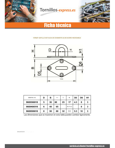 1 x Grapa de fijación con placa OVAL 88X32...