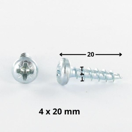 1 x Tornillo madera aglomerado cabeza redonda Pozi PZ4 4X20 Acero cincado blanco