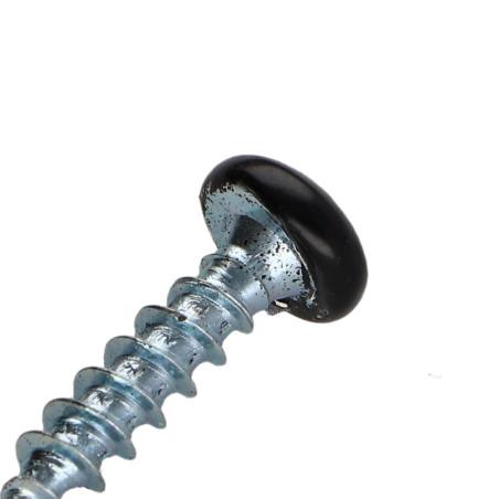 1 x Tornillo madera aglomerado cabeza redonda Pozi PZ4 3.5X15 Acero cincado blanco lacado negro RAL9005 negro intenso