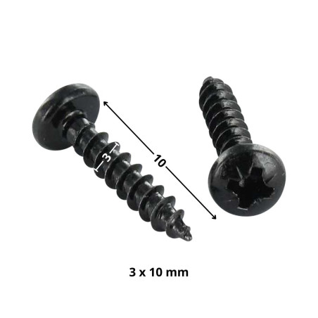 1 x Tornillo madera aglomerado cabeza redonda Pozi PZ3 3X10 Acero cincado negro microtornillo