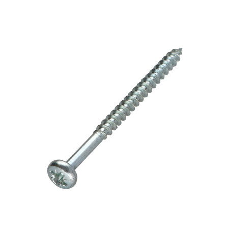 1 x Tornillo madera aglomerado cabeza redonda Pozi PZ5 6X80 roscado en 48 Acero cincado blanco