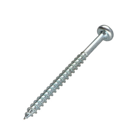 1 x Tornillo madera aglomerado cabeza redonda Pozi PZ5 6X80 roscado en 48 Acero cincado blanco