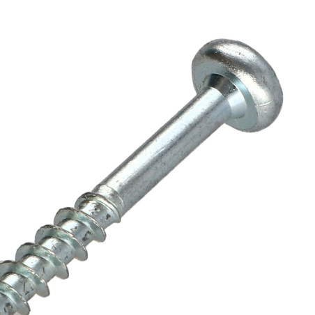 1 x Tornillo madera aglomerado cabeza redonda Pozi PZ5 6X80 roscado en 48 Acero cincado blanco