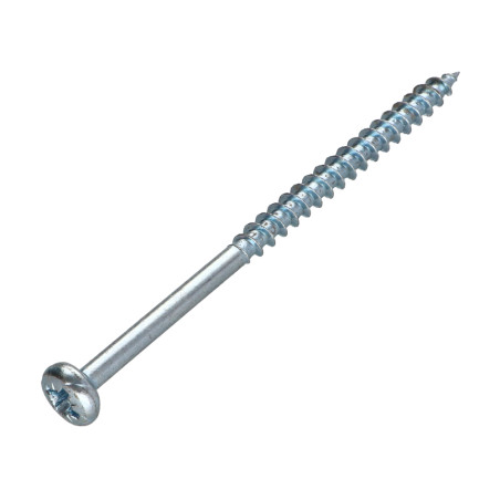 1 x Tornillo madera aglomerado cabeza redonda Pozi PZ5 6X100 roscado en 60 Acero cincado blanco