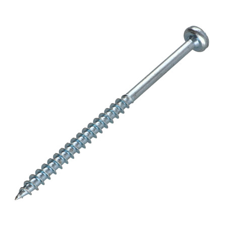 1 x Tornillo madera aglomerado cabeza redonda Pozi PZ5 6X100 roscado en 60 Acero cincado blanco