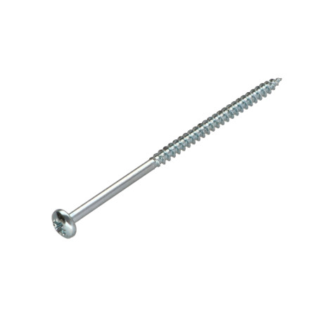1 x Tornillo madera aglomerado cabeza redonda Pozi PZ4 4X80 roscado en 48 Acero cincado blanco