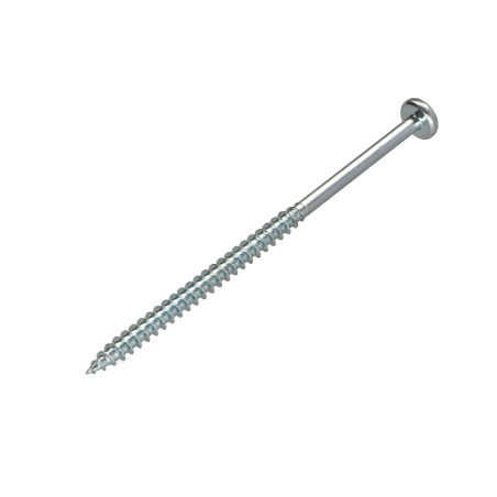 1 x Tornillo madera aglomerado cabeza redonda Pozi PZ4 4X80 roscado en 48 Acero cincado blanco