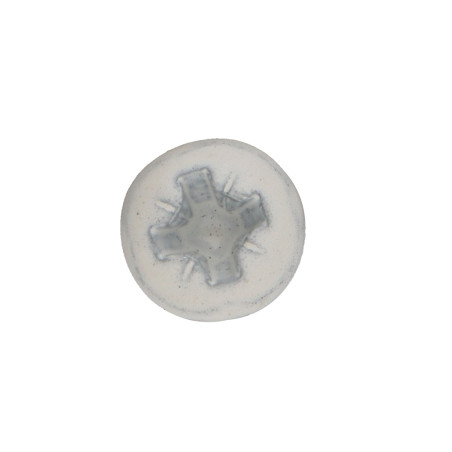 1 x Tornillo madera aglomerado cabeza redonda Pozi PZ4 3.5X15 Acero cincado blanco lacado blanco RAL9010 blanco puro