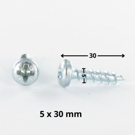 1 x Tornillo madera aglomerado cabeza redonda Pozi PZ4 5X30 Acero cincado blanco