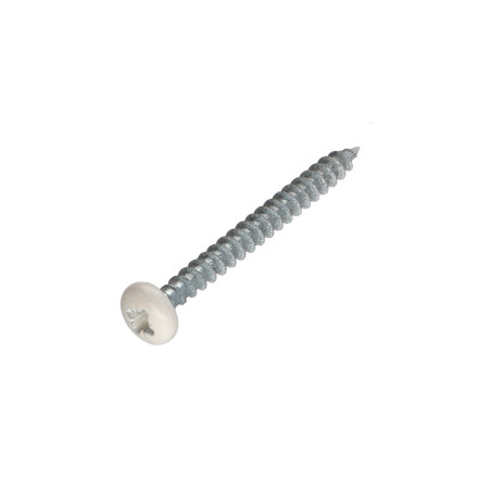 1 x Tornillo madera aglomerado cabeza redonda Pozi PZ4 5X50 Acero cincado blanco lacado blanco RAL9010 blanco puro