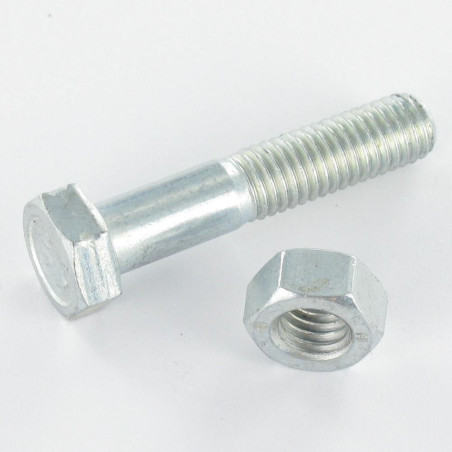 25 x Perno (vendido con tuerca) cabeza hexagonal M16X80 Clase 8.8 SB Acero cincado blanco