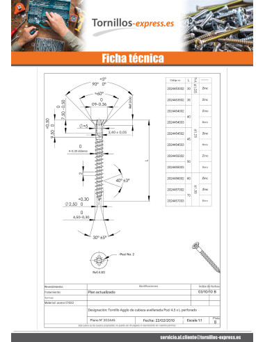 1 x Tornillo madera aglomerado cabeza...