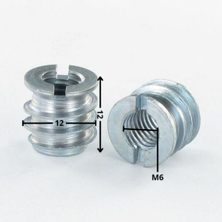 1 x Inserto ranura Acero bruto M6 12X12