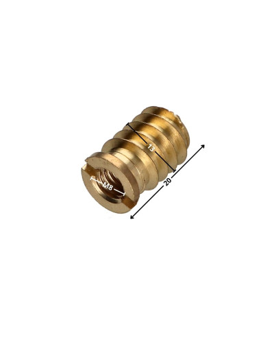 1 x INSERTO ROSCADO PARA MADERA M8 13X20 Latón