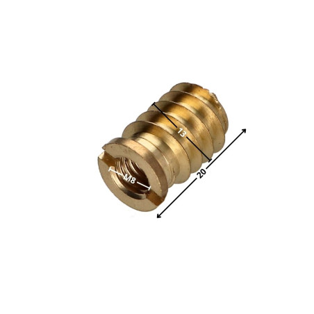 1 x INSERTO ROSCADO PARA MADERA M8 13X20 Latón