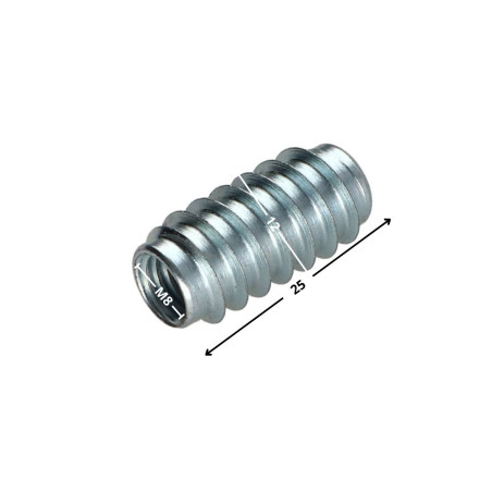 1 x Inserto sin ranura Acero cincado blanco M8 12X25