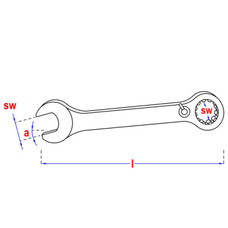 1 x Llave de trinquete 13X180