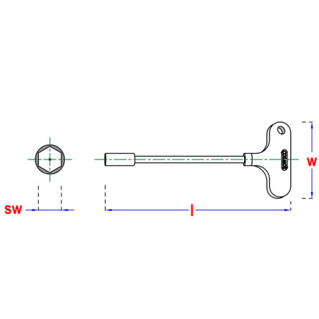 1 x Llave en T para Tuerca hexagonal 6X157