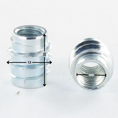 1 x Inserto sin ranura Acero cincado blanco M8 13X25