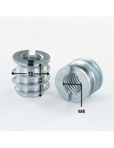 1 x INSERTO ROSCADO PARA MADERA M8 13X13 Acero...
