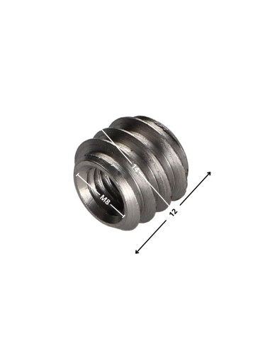 1 x Inserto sin ranura Acero bruto M8 14X12