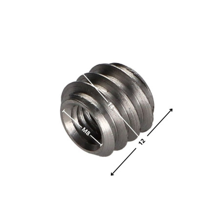 1 x Inserto sin ranura Acero bruto M8 14X12