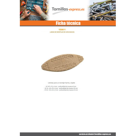 1 x Galletas de Unión madera 47X15X4 número 0