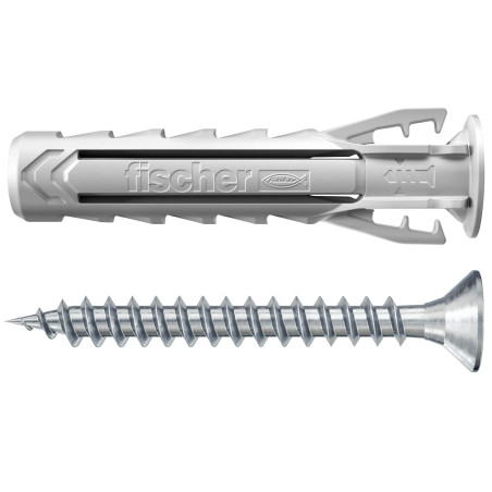 1 x Taco de expansión Fischer con tornillo SX MÁS 6X30 S Nylon